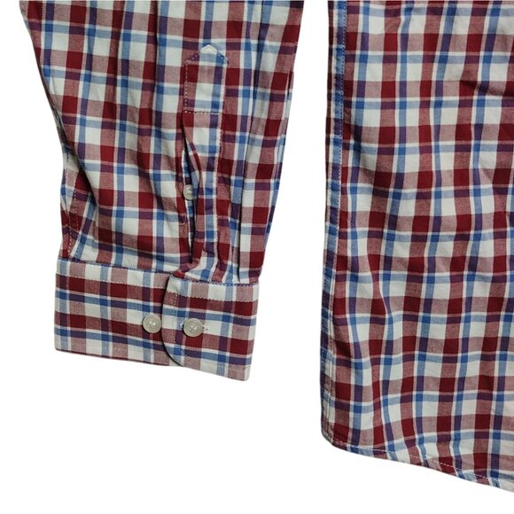 Linea Uomo Mens 3X Red and Blue Plaid Long Sleeve Button-Down Shirt - Picture 4 of 6